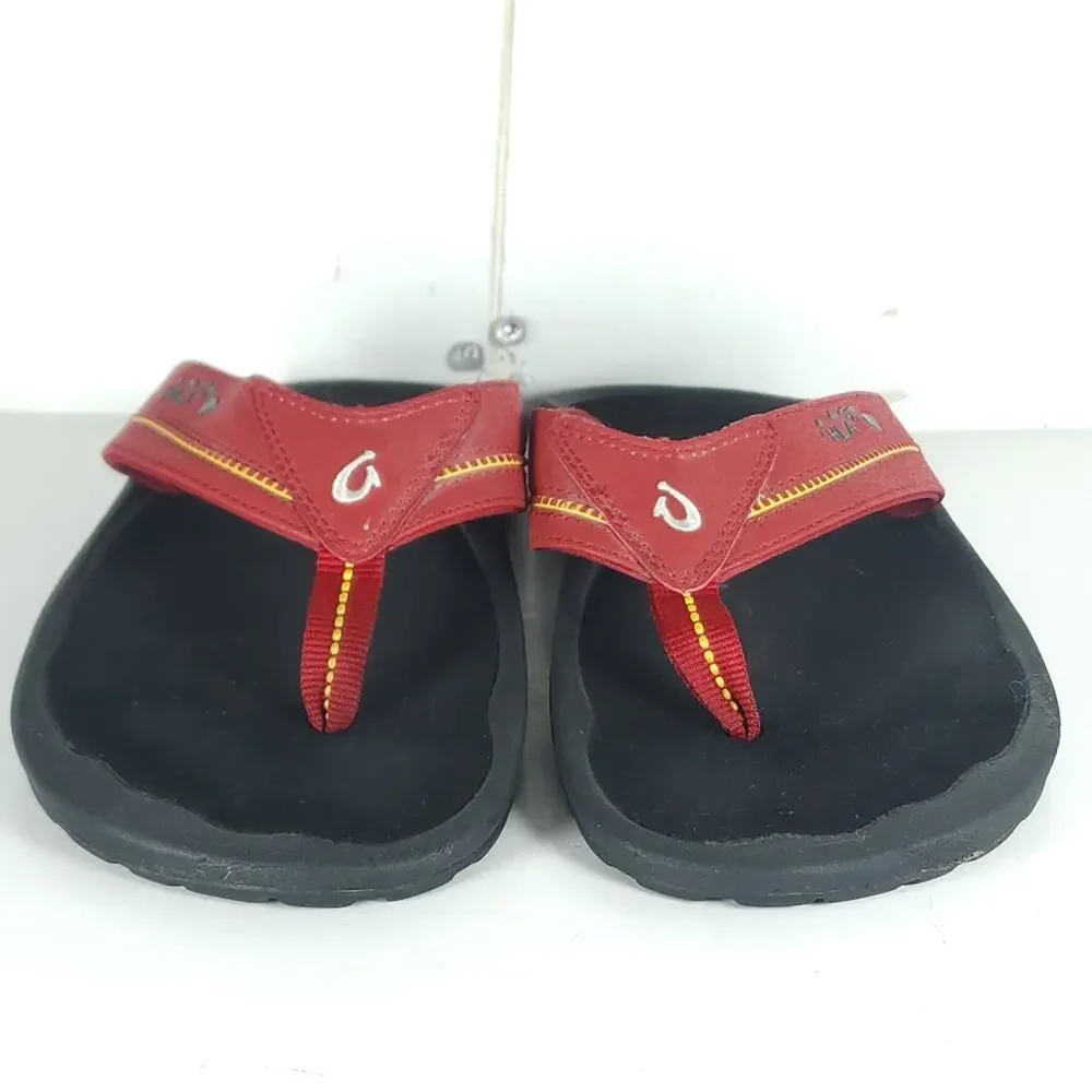 Olukai Kia'i II Men's US11 Hawaiian Lifeguard Red Slip On Flat Thong Sandals